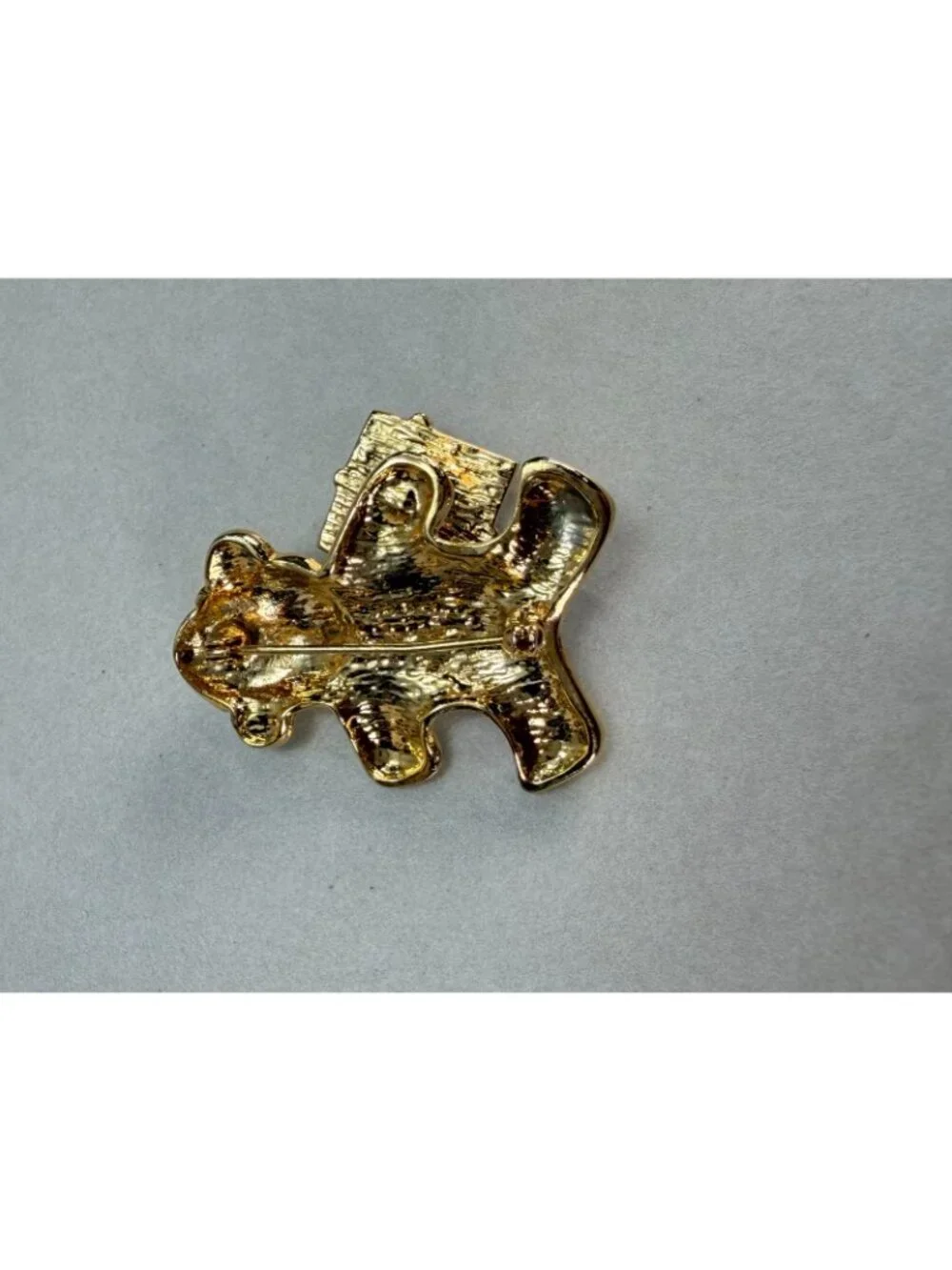 Vintage Christmas Teddy Bear Moving Gift Spring Enamel Rhinestone Brooch Pin